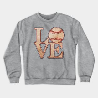 LOVE BASEBALL MOM Vintage Distressed Baseball Textured Appearance Crewneck Sweatshirt